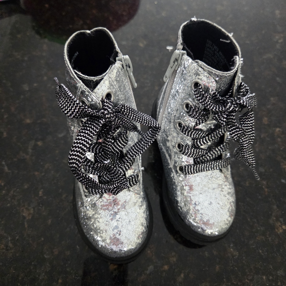 Jumping Beans Shimmering Silver Toddler Boots